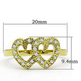 IP Gold(Ion Plating) Stainless Steel Ring with Top Grade Crystal  in Clear