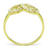 IP Gold(Ion Plating) Stainless Steel Ring with Top Grade Crystal  in Clear