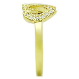 IP Gold(Ion Plating) Stainless Steel Ring with Top Grade Crystal  in Clear