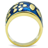 IP Gold(Ion Plating) Stainless Steel Ring with Epoxy  in Capri Blue