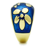 IP Gold(Ion Plating) Stainless Steel Ring with Epoxy  in Capri Blue