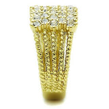 IP Gold(Ion Plating) Stainless Steel Ring with Top Grade Crystal  in Clear