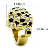 IP Gold(Ion Plating) Stainless Steel Ring with Top Grade Crystal  in Multi Color