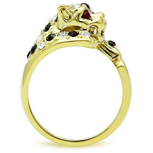 IP Gold(Ion Plating) Stainless Steel Ring with Top Grade Crystal  in Multi Color