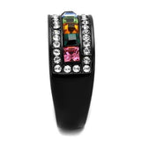 IP Black(Ion Plating) Stainless Steel Ring with Top Grade Crystal  in Multi Color