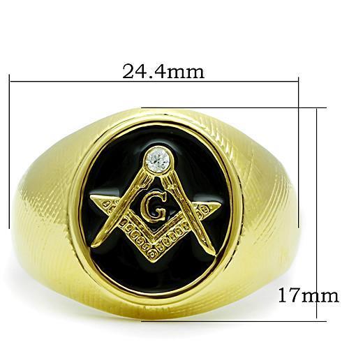 IP Gold(Ion Plating) Stainless Steel Ring with Top Grade Crystal  in Clear