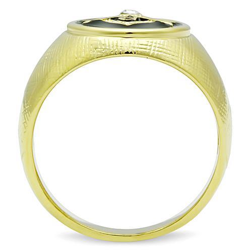 IP Gold(Ion Plating) Stainless Steel Ring with Top Grade Crystal  in Clear