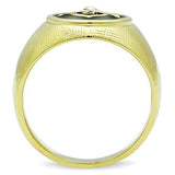 IP Gold(Ion Plating) Stainless Steel Ring with Top Grade Crystal  in Clear
