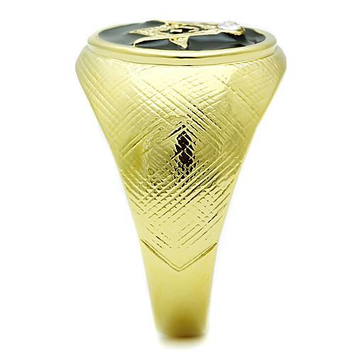 IP Gold(Ion Plating) Stainless Steel Ring with Top Grade Crystal  in Clear