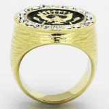 TK1404 IP Gold(Ion Plating) Stainless Steel Ring with Top Grade Crystal in Clear