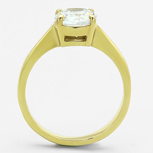 IP Gold(Ion Plating) Stainless Steel Ring with AAA Grade CZ  in Clear