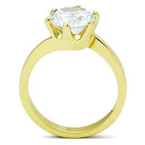 IP Gold(Ion Plating) Stainless Steel Ring with AAA Grade CZ  in Clear