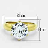 IP Gold(Ion Plating) Stainless Steel Ring with AAA Grade CZ  in Clear