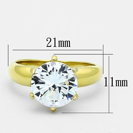 IP Gold(Ion Plating) Stainless Steel Ring with AAA Grade CZ  in Clear
