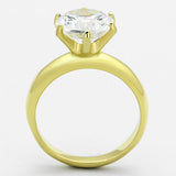 IP Gold(Ion Plating) Stainless Steel Ring with AAA Grade CZ  in Clear