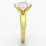 IP Gold(Ion Plating) Stainless Steel Ring with AAA Grade CZ  in Clear