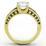 IP Gold(Ion Plating) Stainless Steel Ring with AAA Grade CZ  in Clear