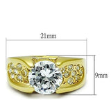 IP Gold(Ion Plating) Stainless Steel Ring with AAA Grade CZ  in Clear