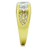 IP Gold(Ion Plating) Stainless Steel Ring with AAA Grade CZ  in Clear