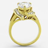 IP Gold(Ion Plating) Stainless Steel Ring with AAA Grade CZ  in Clear
