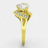 IP Gold(Ion Plating) Stainless Steel Ring with AAA Grade CZ  in Clear