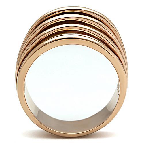 IP Rose Gold(Ion Plating) Stainless Steel Ring with No Stone