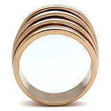 IP Rose Gold(Ion Plating) Stainless Steel Ring with No Stone