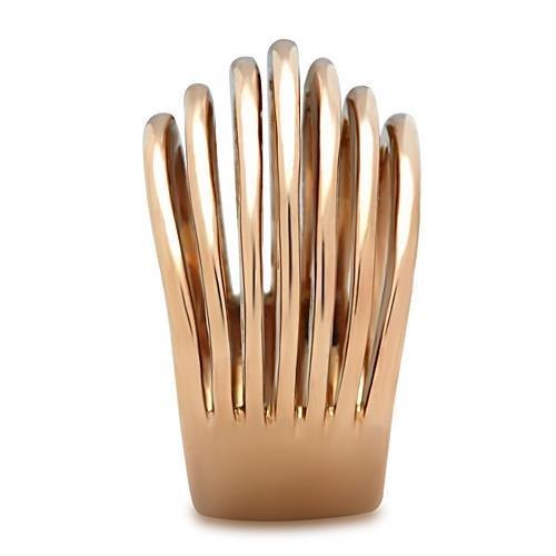 IP Rose Gold(Ion Plating) Stainless Steel Ring with No Stone