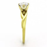 IP Gold(Ion Plating) Stainless Steel Ring with AAA Grade CZ  in Clear