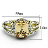 IP Gold(Ion Plating) Stainless Steel Ring with AAA Grade CZ  in Champagne