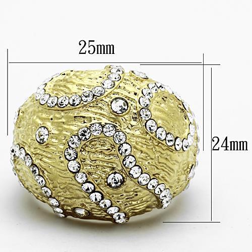 IP Gold(Ion Plating) Stainless Steel Ring with Top Grade Crystal  in Clear