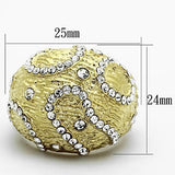 IP Gold(Ion Plating) Stainless Steel Ring with Top Grade Crystal  in Clear