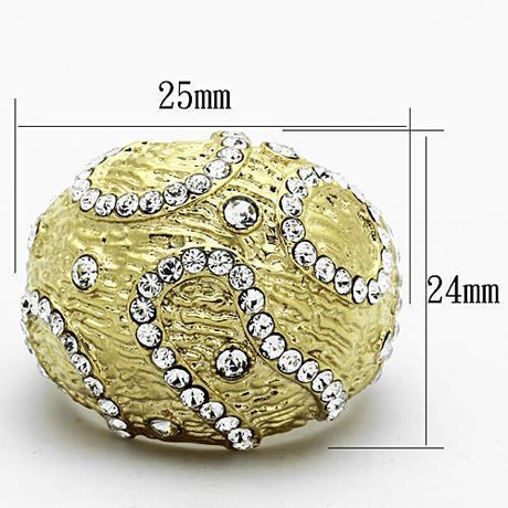 IP Gold(Ion Plating) Stainless Steel Ring with Top Grade Crystal  in Clear