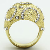 IP Gold(Ion Plating) Stainless Steel Ring with Top Grade Crystal  in Clear