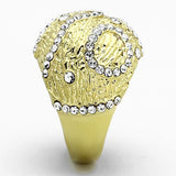 IP Gold(Ion Plating) Stainless Steel Ring with Top Grade Crystal  in Clear