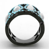 IP Black(Ion Plating) Stainless Steel Ring with Precious Stone Conch in White