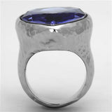 High polished (no plating) Stainless Steel Ring with Top Grade Crystal  in Tanzanite