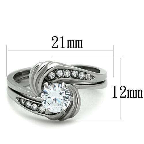 High polished (no plating) Stainless Steel Ring with AAA Grade CZ  in Clear