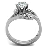 High polished (no plating) Stainless Steel Ring with AAA Grade CZ  in Clear