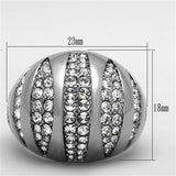 High polished (no plating) Stainless Steel Ring with Top Grade Crystal  in Clear