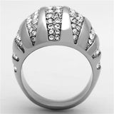 High polished (no plating) Stainless Steel Ring with Top Grade Crystal  in Clear