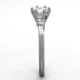 High polished (no plating) Stainless Steel Ring with AAA Grade CZ  in Clear