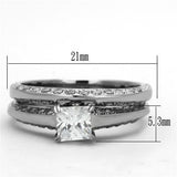 High polished (no plating) Stainless Steel Ring with AAA Grade CZ  in Clear