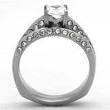 High polished (no plating) Stainless Steel Ring with AAA Grade CZ  in Clear