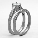 High polished (no plating) Stainless Steel Ring with AAA Grade CZ  in Clear