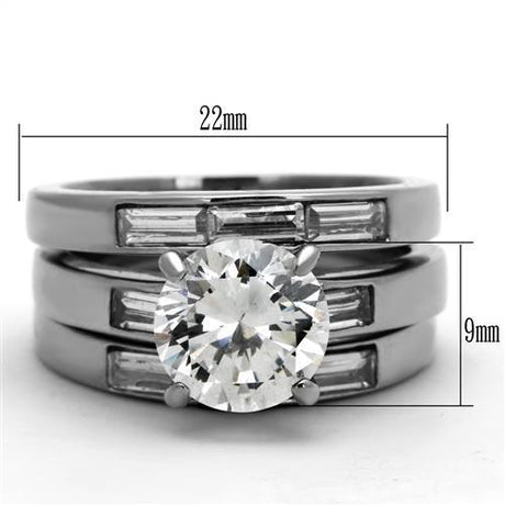 High polished (no plating) Stainless Steel Ring with AAA Grade CZ  in Clear
