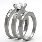 High polished (no plating) Stainless Steel Ring with AAA Grade CZ  in Clear