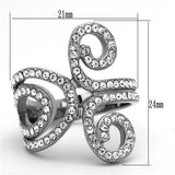 High polished (no plating) Stainless Steel Ring with Top Grade Crystal  in Clear