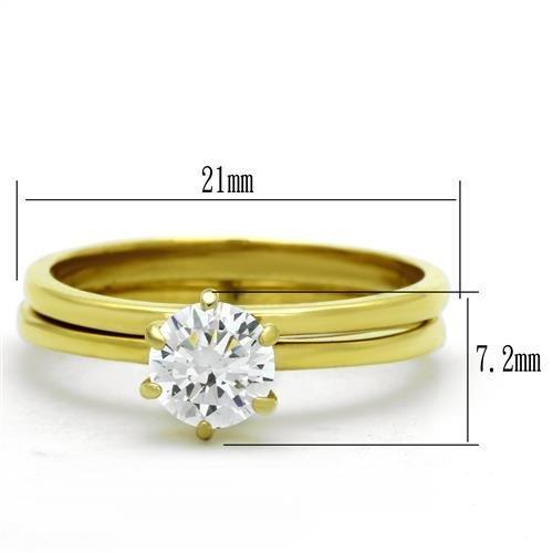 IP Gold(Ion Plating) Stainless Steel Ring with AAA Grade CZ  in Clear