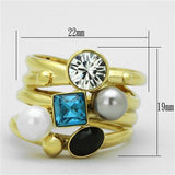 IP Gold(Ion Plating) Stainless Steel Ring with Synthetic Pearl in Multi Color